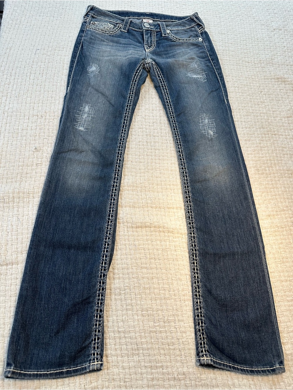 True Religion Billie Straight Super T Jeans Size 28 RARE World Tour Stretch